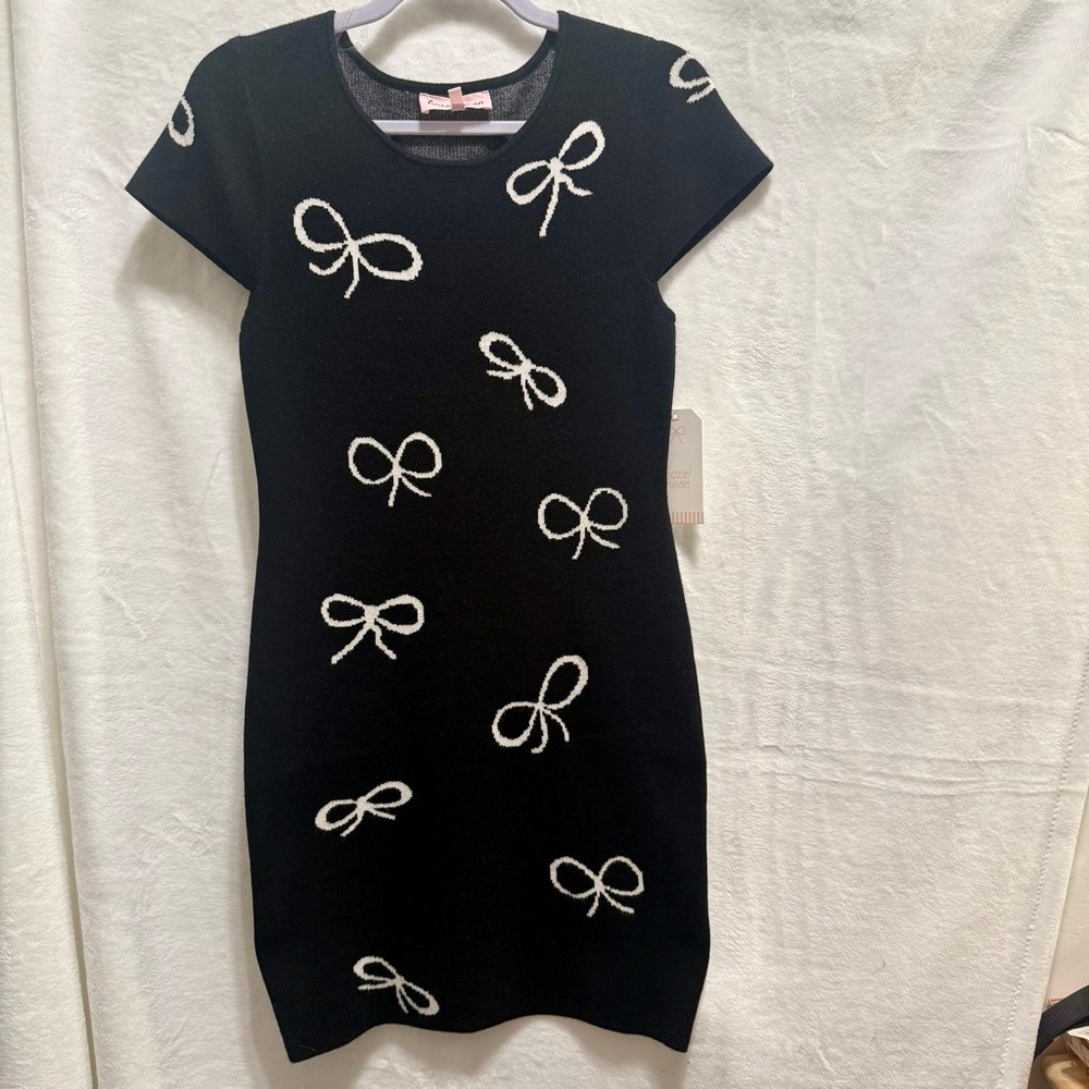 Black Bow Pattern Mini Dress